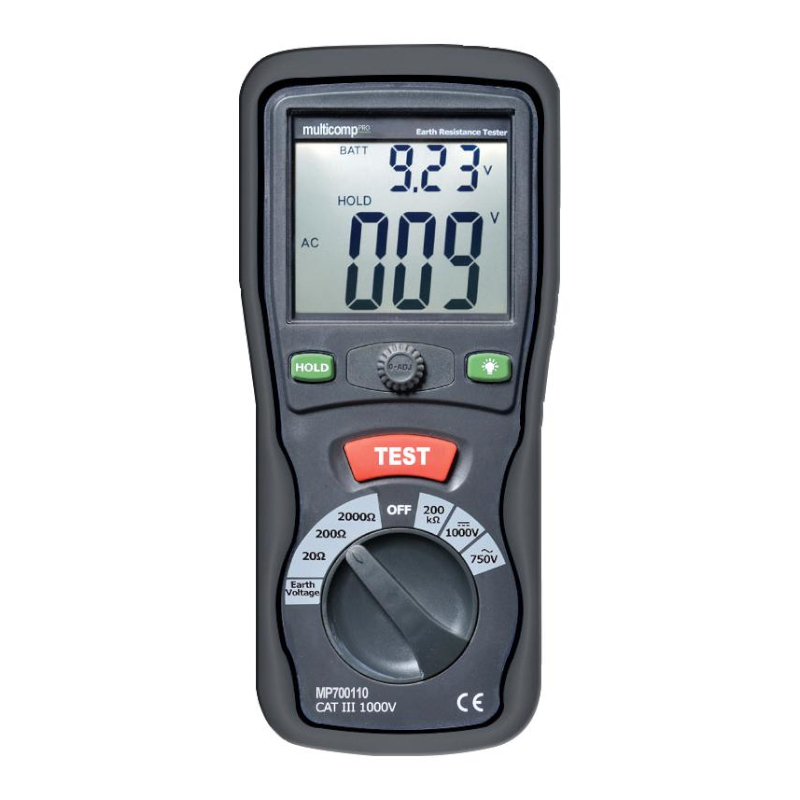 Aparat masurare priza de pamant, masurare 3 sonde, tarusi, sonde, tester priza de pamint, pamintare, 20-200-2000 ohmi, tensiune, MP700110, MULTICOMP