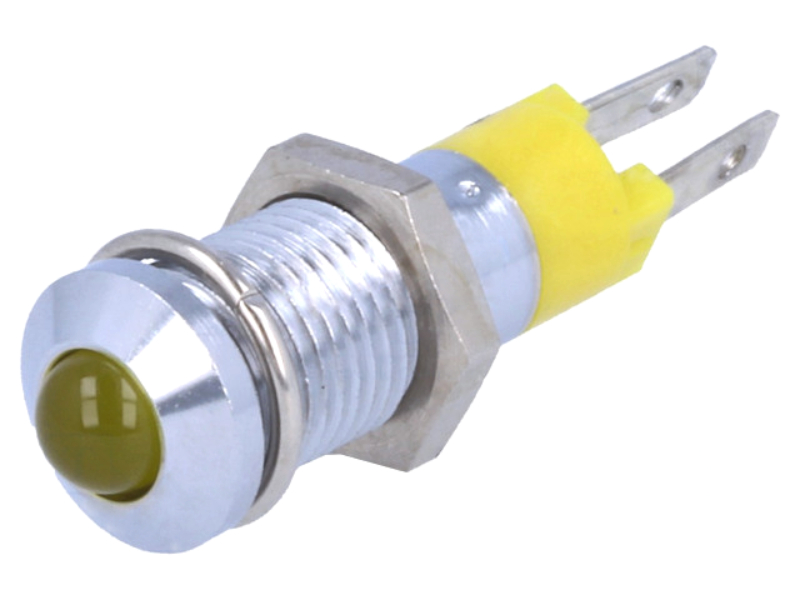 Lampa semnalizare, LED, 8mm, convex, 12V, galben, SMQD08112