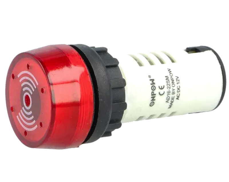 Semnalizator acustic, buzer, 230VAC, 22mm, 80dB, rosu, montare panou, AD16-BUZZER/220V