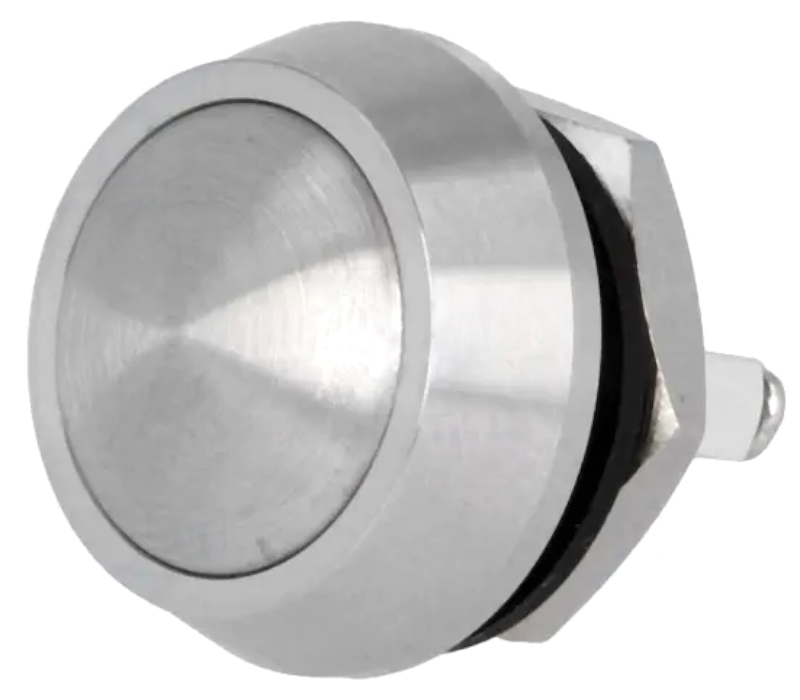 Buton antivandal, OFF-(ON), 36V, IP65, SPST-NO, M12, orificiu montare Ø12mm, GQ12B-10/S