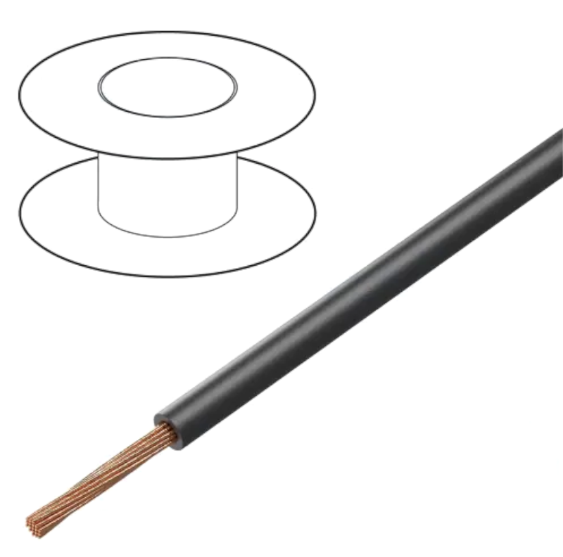 Conductor 1.5mm2, litat, Cu, negru, aplicatie auto, 60V, 105C, FLRY-A1.50-BK