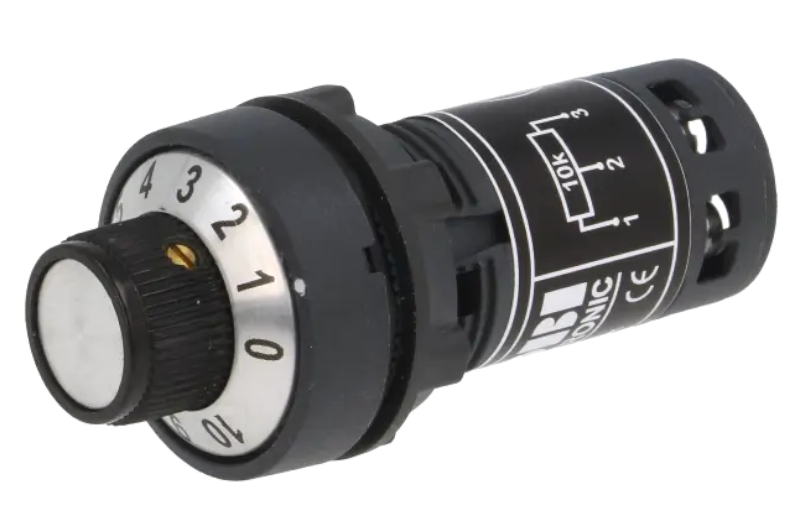 Potentiometru liniar, 10k, orificiu montare panou 22.5mm, 100VDC, CM22-R10K, COBI ELECTRONIC