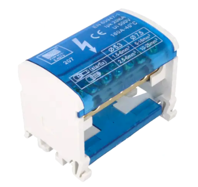 Bloc distributie, 2 piste, 14 terminale, 1.5-25mm2, 500V, 160A, TS35, E.4073, PAWBOL