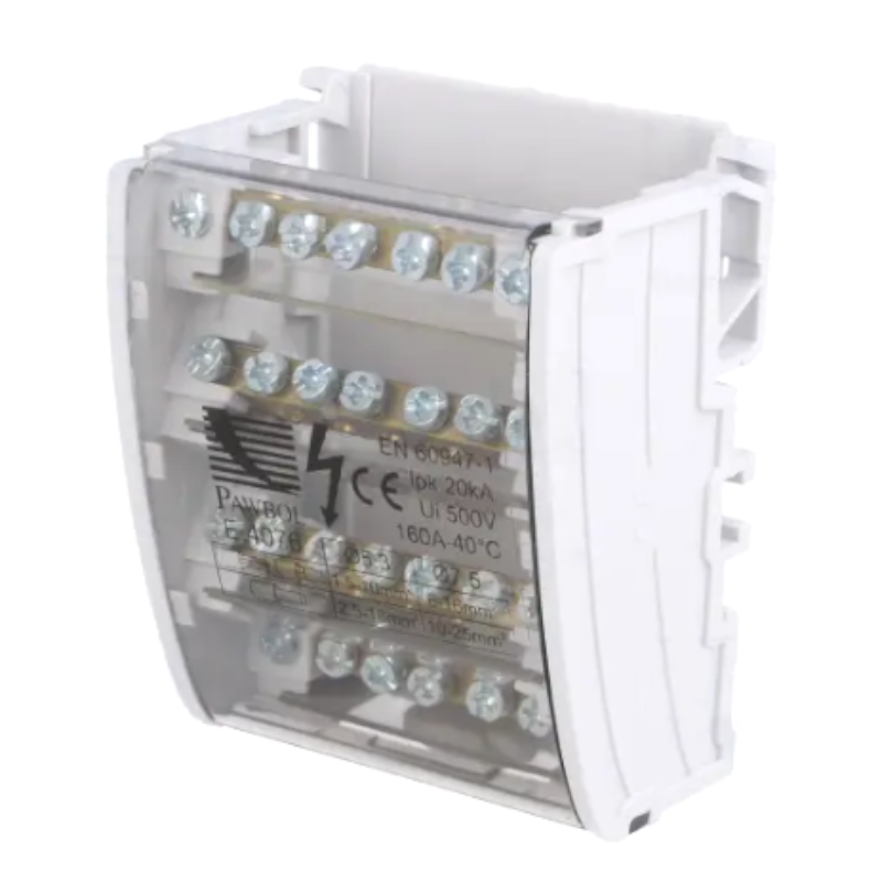 Bloc distributie, 4 piste, 28 terminale, 1.5-25mm2, 500V, 160A, TS35, E.4076, PAWBOL