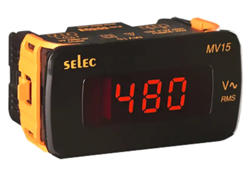 Voltmetru digital, 50-480VAC, 102x52x54.5mm, montare panou, 240V, MV15-230V-CE, SELEC GMBH