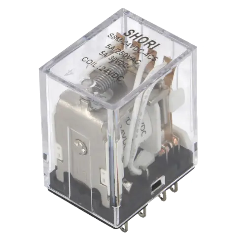 Releu 24VDC, 4PDT, 5A, S8M-24VDC-4CS, SHORI