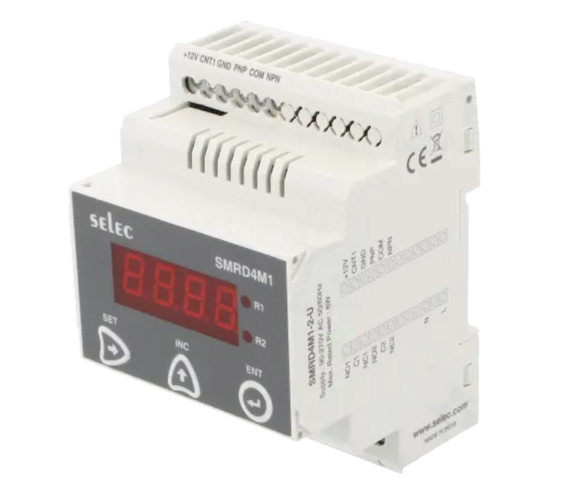 Indicator viteza RPM, digital, turatie, NPN, 70x90mm, DIN, 90...270VAC/DC, SMRD4M1-2-U-CE, SELEC GMBH