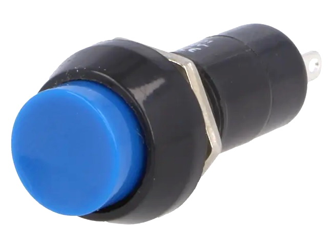 Push buton, monostabil, rotund, albastru, OFF-(ON), orificiu montare Ø12mm, PS11BBU