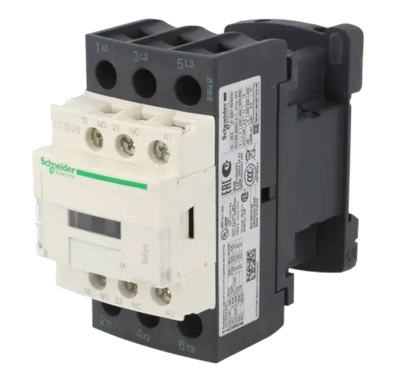 Contactor 25A, 400VAC, DIN, pe panou, 3xNO, NO+NC auxiliar, 11kW, LC1D25V7, SCHNEIDER ELECTRIC