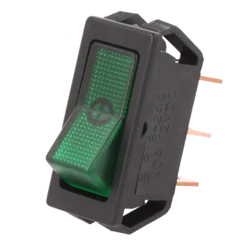 Comutator basculant, OFF-ON, 20A, 12VDC, 3 pini, SPST, orificiu montare 29x11.6mm, R13-249B-01-BG