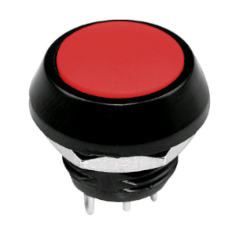 Push buton, monostabil, rosu, 1NO, 2A, orificiu montare Ø12mm, GQ12IP65-RT