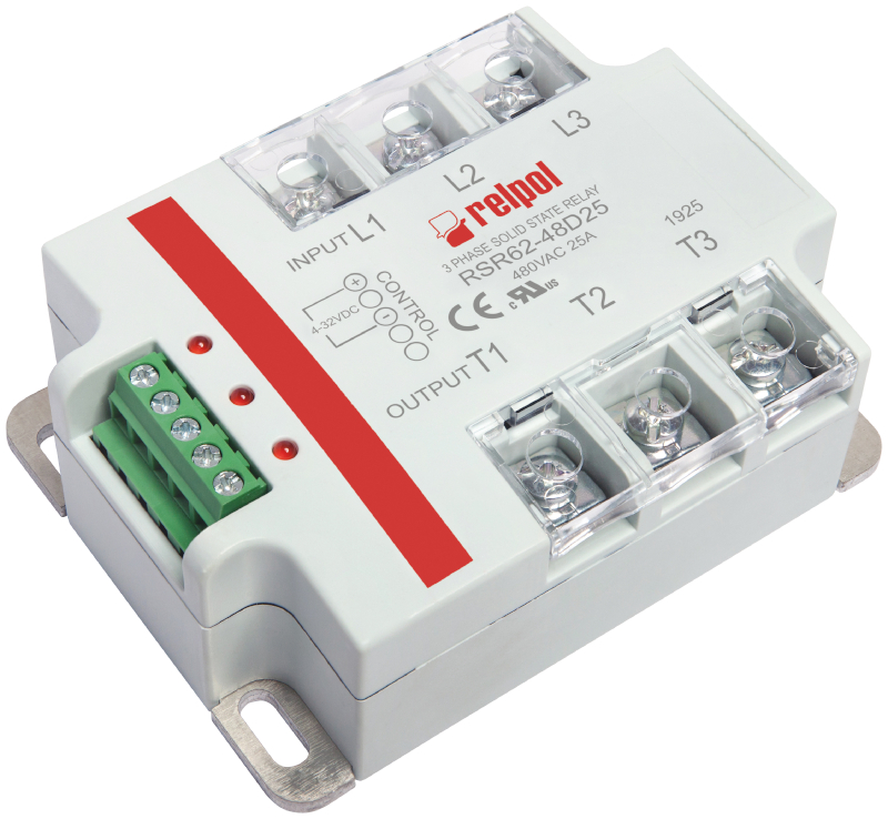 Releu Solid State 25A, trifazat, control 3-32V, 24-530VAC, RSR62-48D25