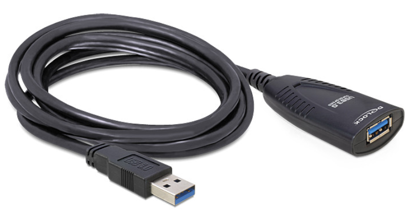 Cablu prelungitor, USB-3.0 tata, USB-3.0 mama, 5m, soclu DC, 83089, DELOCK