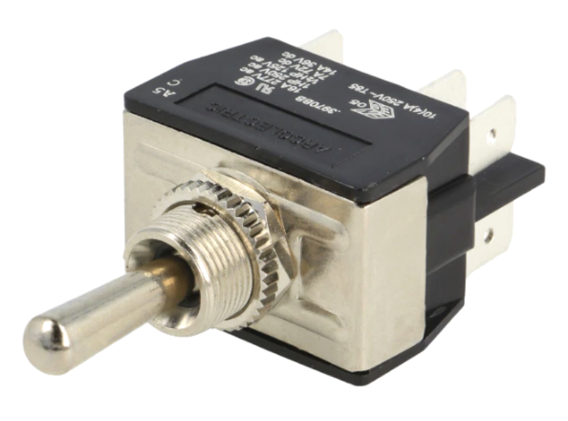 Intrerupator basculant, 16A, 6 pini, DP3T, orificiu montare Ø12.7mm, C3970BBAAA, BULGIN