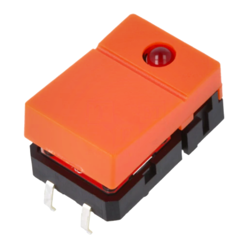 Microintrerupator tach monostabil, SPST-NO, 18x12mm, LED, portocaliu, B3J-2200