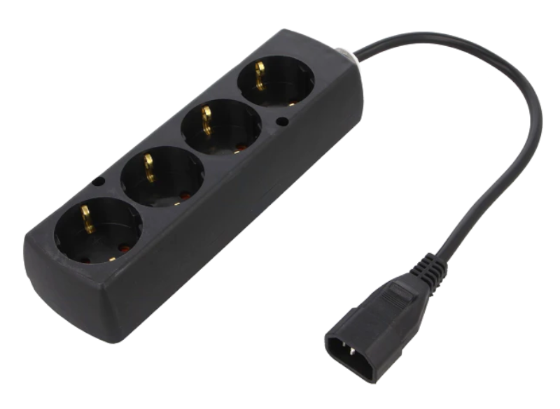 Prelungitor 4 cai, pentru UPS, PVC, negru, 3x1mm2, 0.3m, 250V, 10A, PS-PCU470S/0.3, JONEX