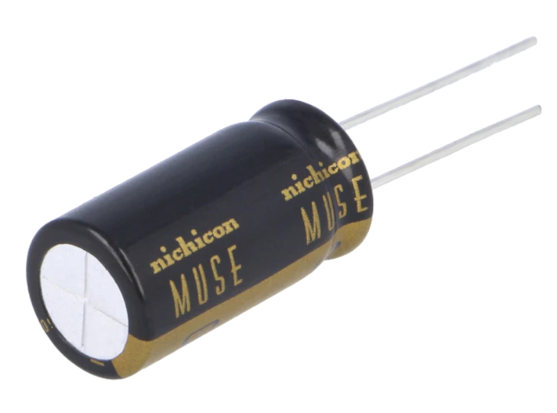 100uF/100V, condensator, MUSE, 16x25mm, 85C, 1000h, audiograde, RM7.5, UKZ2A101MHM, NICHICON