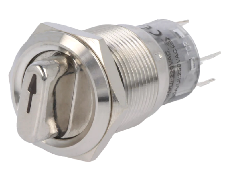 Intrerupator rotativ, 2 pozitii, ON-OFF, rosu, iluminare LED 12VAC/DC, orificiu montare Ø19mm, V19-11X-21-12R-S, ONPOW