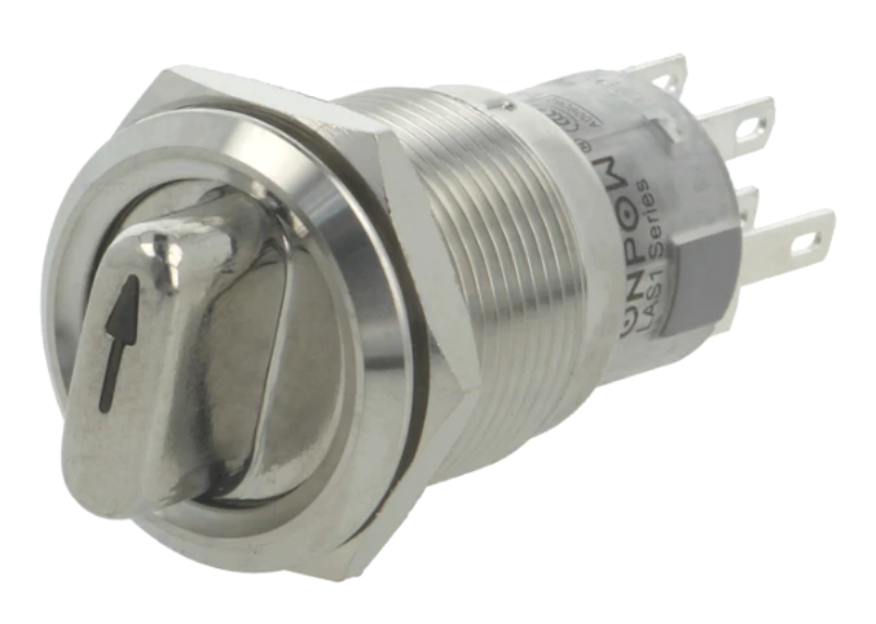 Intrerupator rotativ, 3 pozitii, OFF-ON-ON, ON-ON-OFF, rosu, iluminare LED 12VAC/DC, orificiu montare Ø19mm, V19-22X-31-12R-S, ONPOW