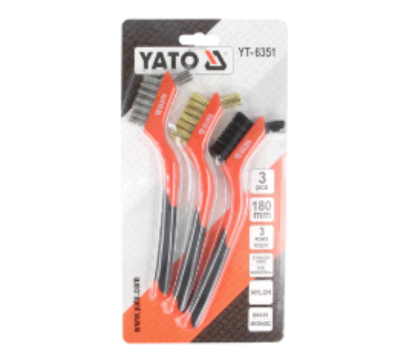 Set perii de curatat, 3 buc, alamă, oţel zincat, oțel inoxidabil, 180mm, YT-6351, YATO
