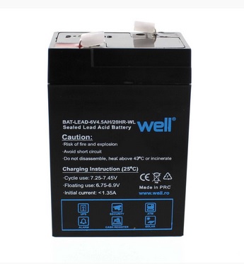 Acumulator 6V, cu plumb, 4.5Ah, 70x47x107mm, papuc 4.8mm, ACCU-LEAD-6V4.5Ah