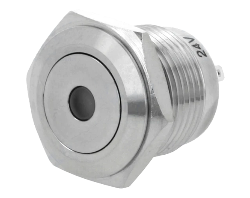 Buton antivandal, OFF-(ON), albastru, 24V, IP65, SPTS-NO, M16, orificiu montare Ø16mm, V16-10D-24B-S, ONPOW