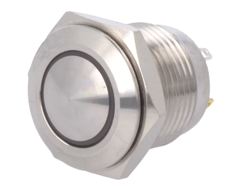 Buton antivandal, OFF-(ON), alb, 24V, IP65, SPTS-NO, M16, orificiu montare Ø16mm, V16-10N-24W-S, ONPOW