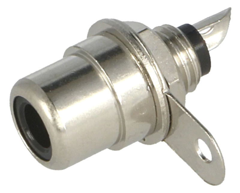 Soclu, RCA, mama, drept, lipire, montare panou, nichelat, eticheta neagra, BTO1B, LUMBERG