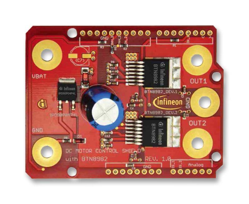 DC Motor Control Shield, compatibil Arduino Uno R3 & XMC1100 Boot Kit, BTN8982TA, DCMOTORCONTRBTN8982TOBO1, INFINEON