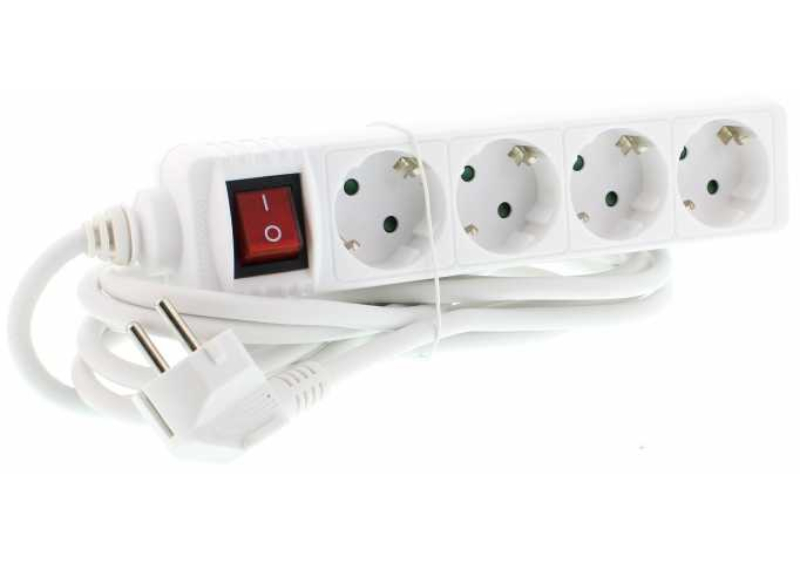 Prelungitor 4 cai, cu intrerupator, 3m, 3x1.5mm2, 16A, 3500W, EXTS-4S3M-SW