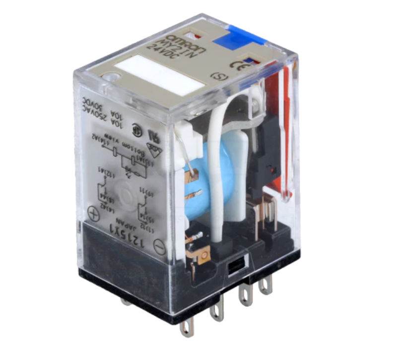 Releu 24VDC, 10A, DPDT, buton testare, led, MY2-IN-24DC, OMRON