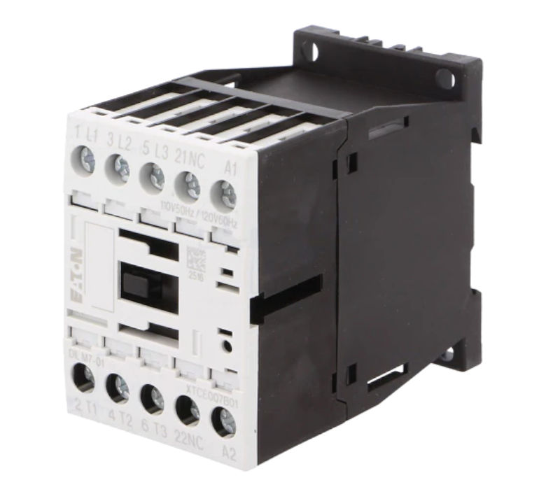 Contactor 7A, 110VAC, 3xNO, NC aux, DIN, pe panou, DILM7-01-110VAC, EATON ELECTRIC