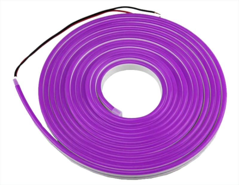 Banda LED NEON, mov, 120LEDuri/m, 5m, cu suporturi de fixare, 12V, IP65, 6mm, N006120BB1LZ-V, IPIXEL LED