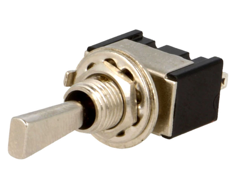 Intrerupator basculant, ON-OFF-(ON), 3A/250VAC, 3 pini, SP3T, orificiu montare Ø6mm, TSM113F1