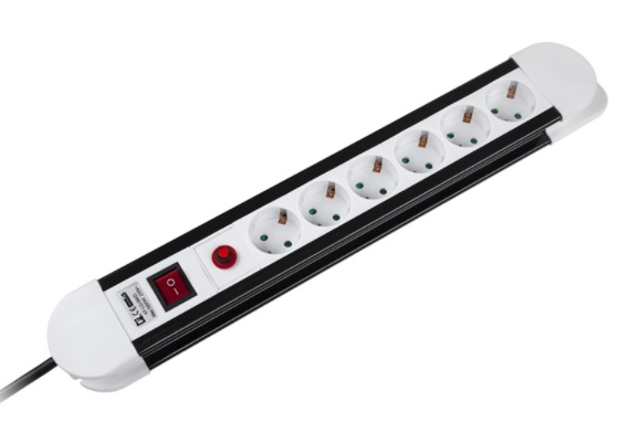 Prelungitor alb, 6 posturi, intrerupator, protectie, 5m, 3x1.5mm2, 16A, 3069-5B