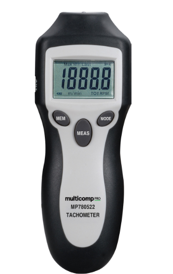 Turometru digital, laser, 2-99.999 RPM, 0.05%, MP780522, MULTICOMP PRO