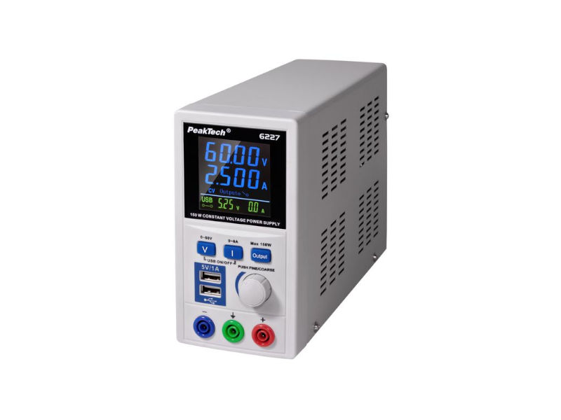 Sursa tensiune laborator, 1 canal, 0-60VDC, 2.5A, 0-25V, 0-6A, afisor LED, P6227, PEAKTECH
