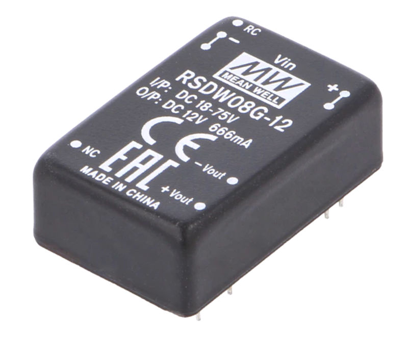 Sursa tensiune 12V, DC/DC, Uin 18-75V, DIP24, 8W, RSDW08G-12, MEAN WELL