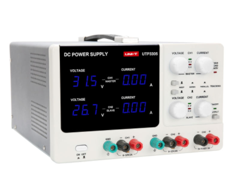 Sursa tensiune laborator, 3 canale, 0-32/0-32/5VDC, 0-5/0-5/3A, afisor LED, liniar, UTP3305, UNI-T
