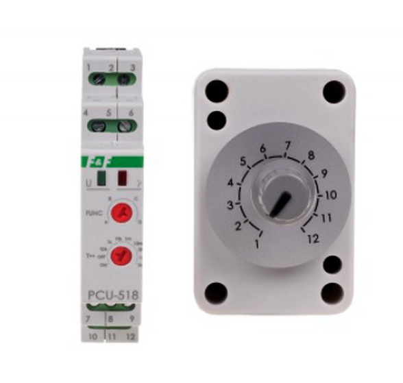 Timer ciclic, 4 functii, 0.1sec-24 ore, 230VAC/24DC, 1xNO, NC, 8A, AC1, PCU-518-DUO