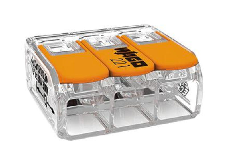 Conector rapid, 3 pini, 41A, 0.5- 6mm2, litat, solid, 221-613, WAGO