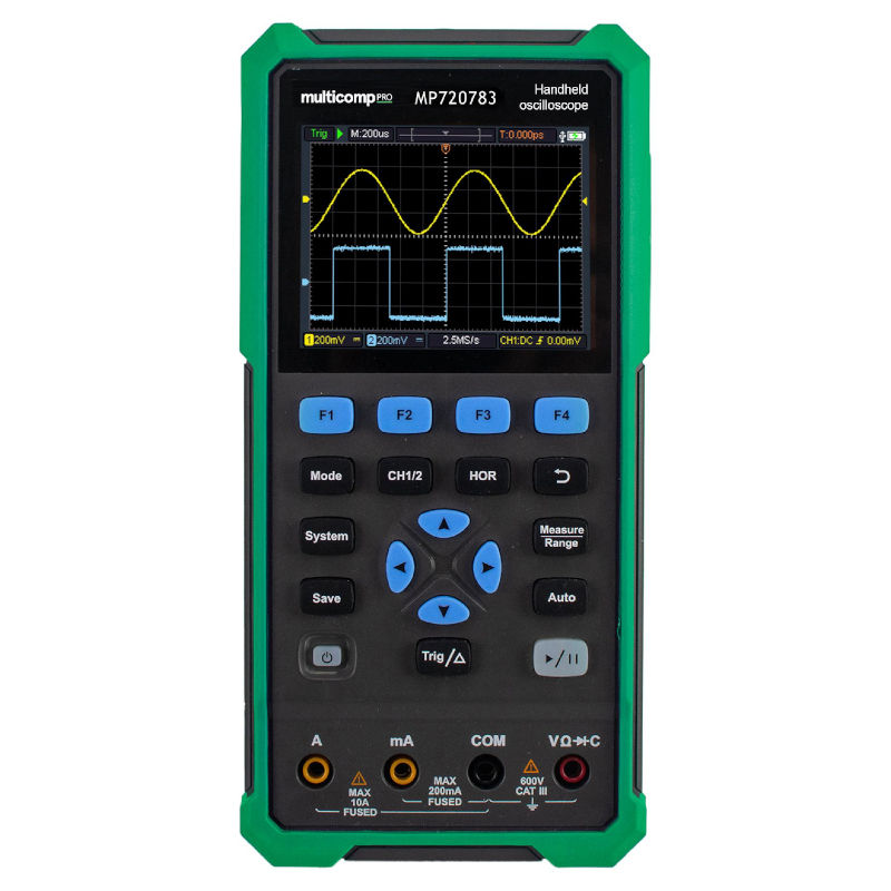 Osciloscop portabil, digital, 70MHz, 2+1 canale, multimetru, generator semnal, USB, MP720783, MULTICOMP