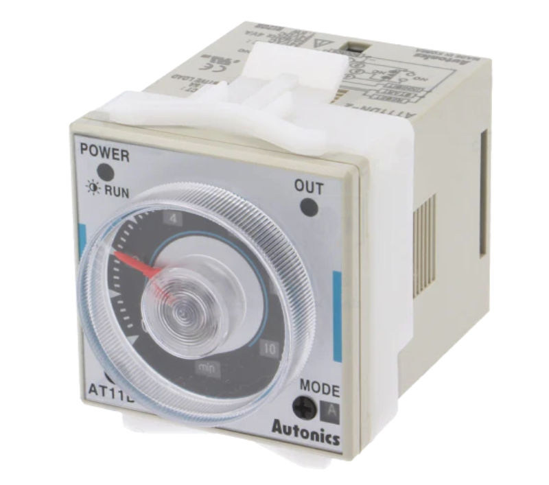 Releu timp, 45x45mm, 0.05s-100ore, 6 moduri, DPDT, 11pini, 24VDC, 24VAC, AT11DN-2, AUTONICS