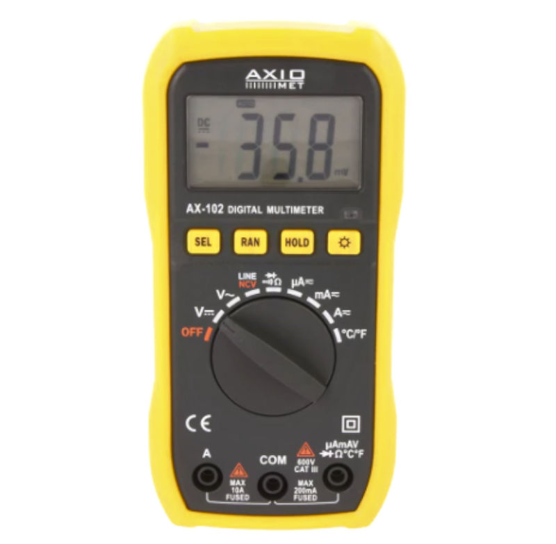 Aparat de masura, digital, 600VDC/AC, 10AAC/DC, 20Mohmi, continuitate, temperatura, detector tensiune, AX-102, AXIOMET