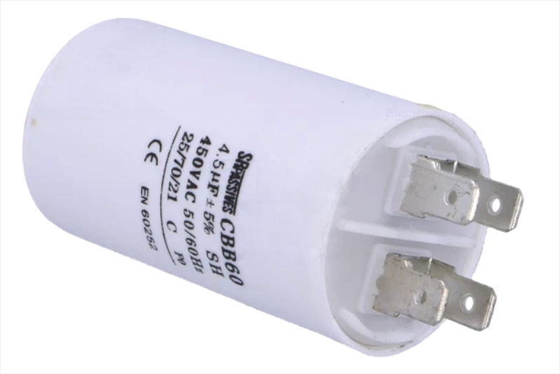 Condensator pornire motor, 4.5uF, 450V, papuc, CBB60A-4.5/450, SR PASSIVES