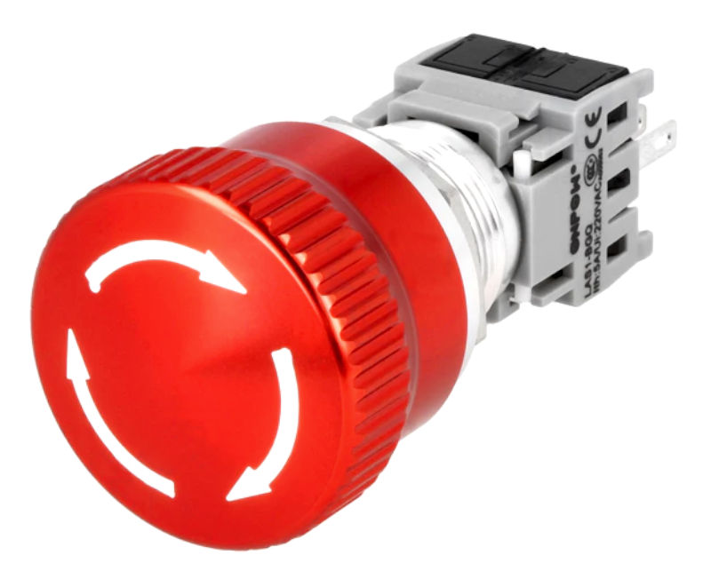 Buton antivandal, ON-ON, rosu, 24VDC, 220VAC, IP65, SPDT, M19, orificiu montare Ø19mm, V19-12-ES, ONPOW