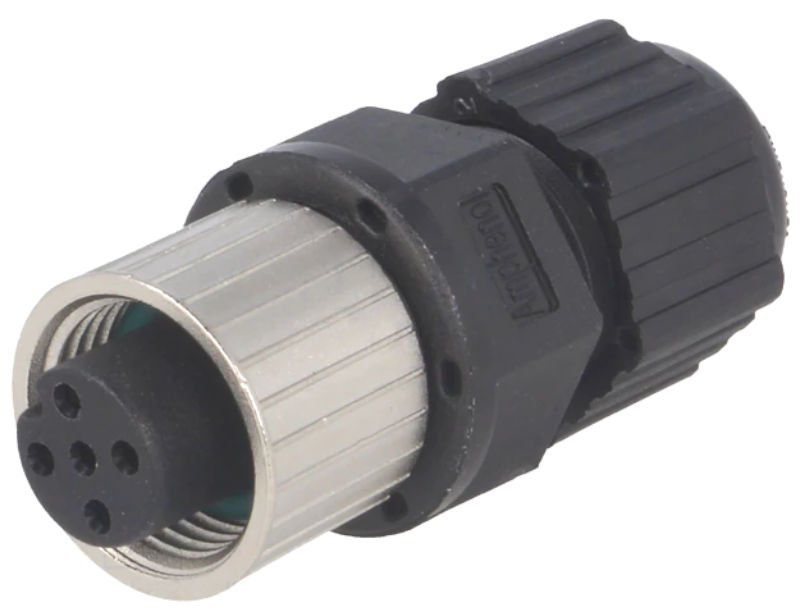 Conector M12, circular, 5 pini, mama, 4A, IP68, M12A-05BFFA-SL8001, AMPHENOL