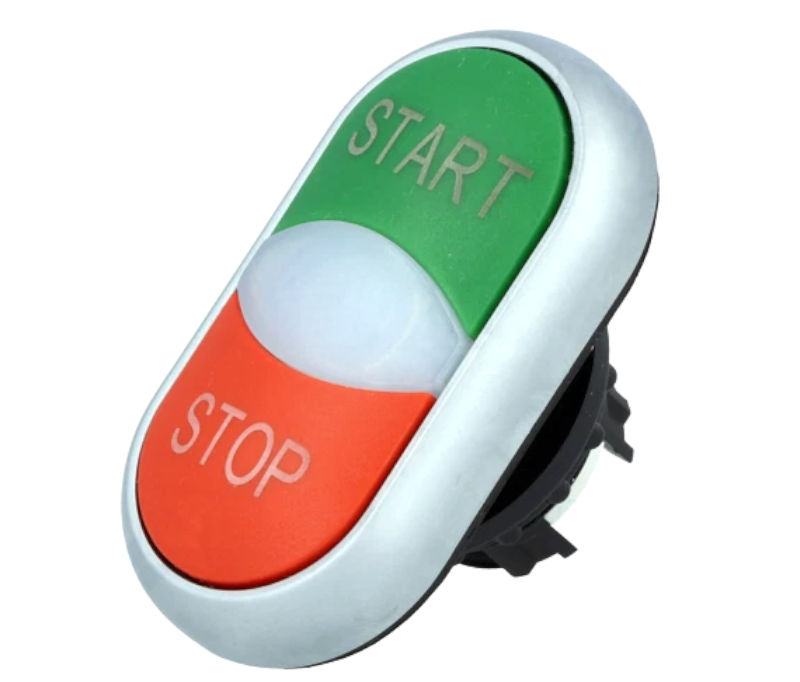 Comutator, dublu, rosu, verde, orificiu montare Ø22.5mm, M22-DDL-GR-GB1/GB0, EATON ELECTRIC