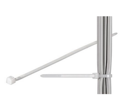 Colier cablu, brida, 2.5x160mm; fasete, alb, 1 buc,  BMB1625