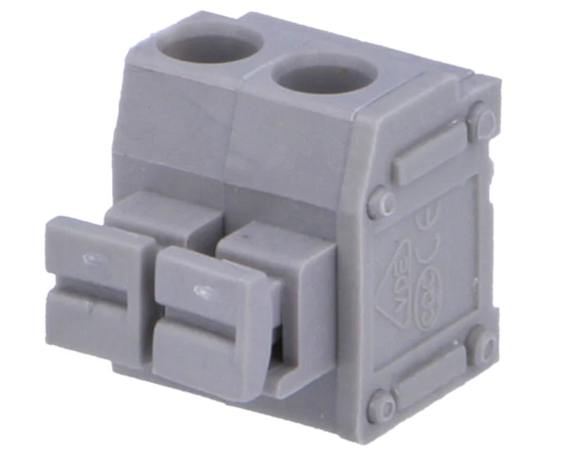 Regleta PCB, 2pini, deconectabila, buton cu arc, 8A, 300V, RM5, 1.5mm2, gri, DG235-5.0-02P-11, DEGSON ELECTRONICS